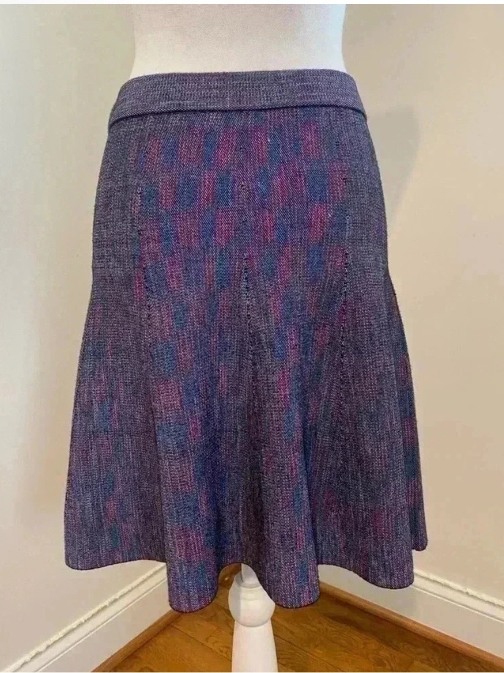 NWT Club Monaco Multicolor Purple-Blue Knit Skater Skirt sz S